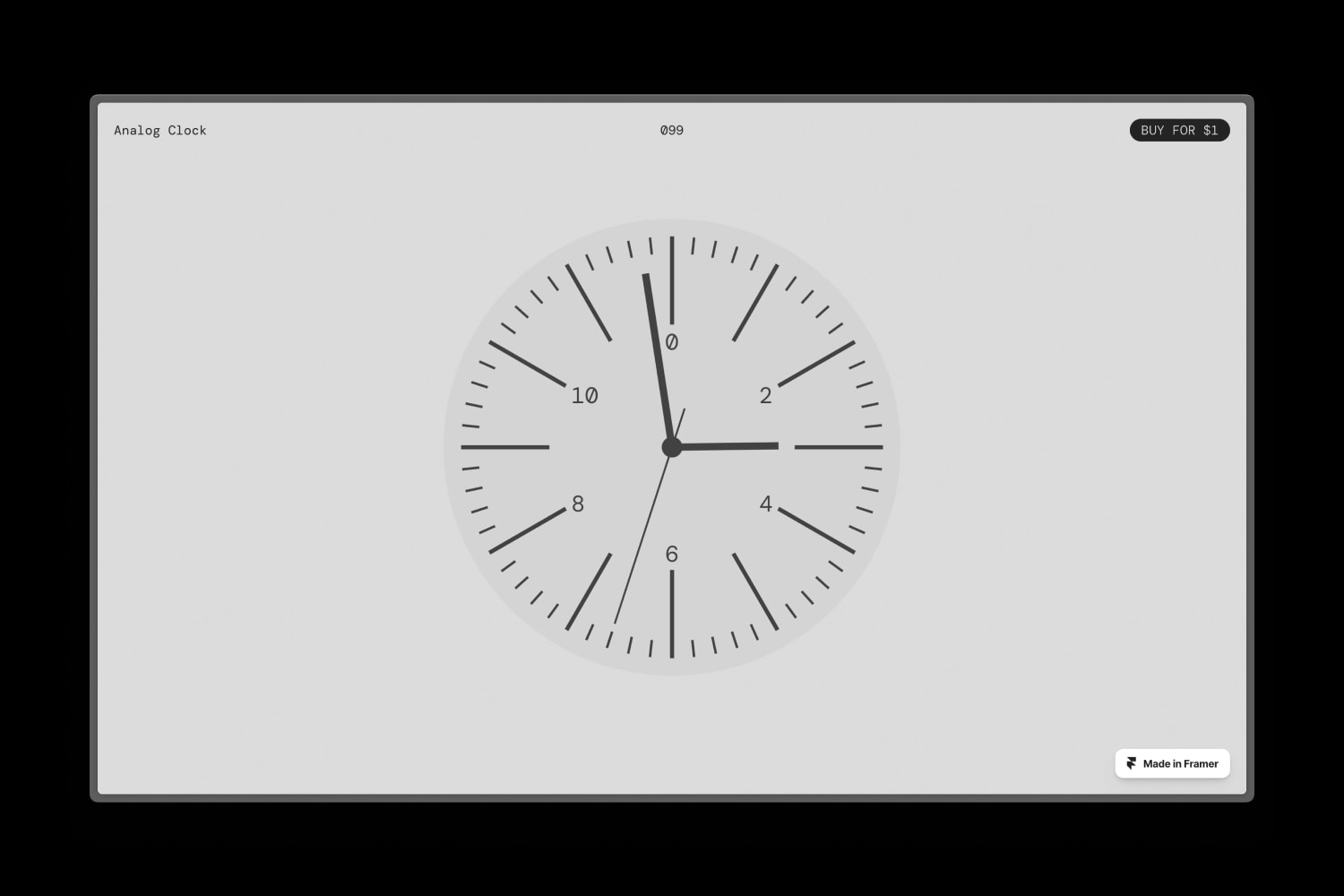 Clock web component for Framer